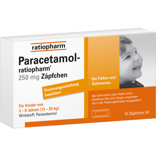 Abbildung für PARACETAMOL-ratiopharm 250 mg Zäpfchen