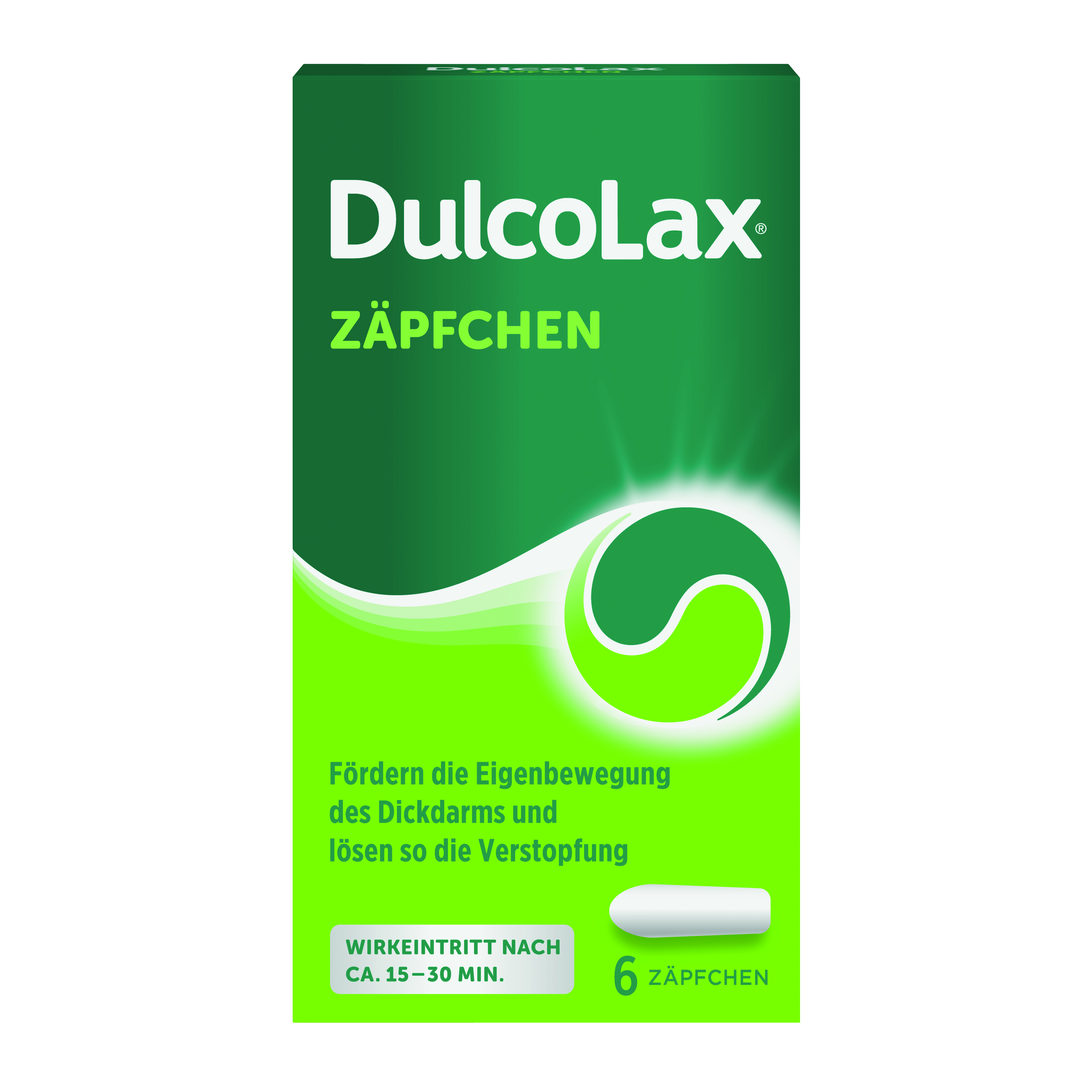 Abbildung für Dulcolax Zäpfchen Wirkstoff Bisacodyl bei Verstopfung