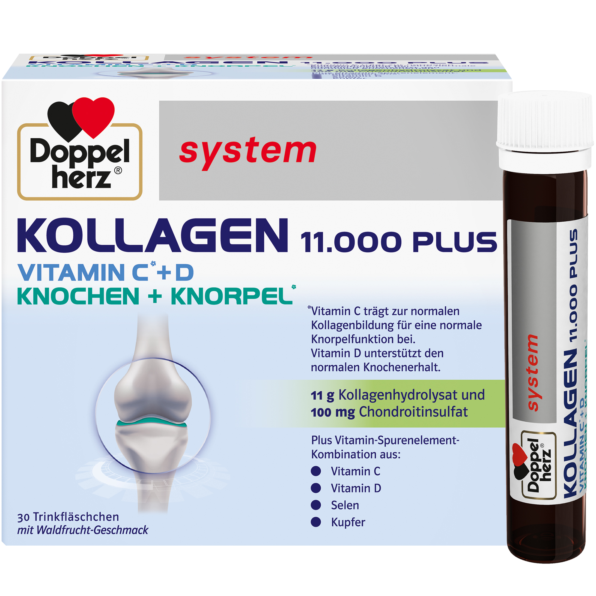 Abbildung für DOPPELHERZ Kollagen 11.000 Plus system 30 Trinkfläschchen