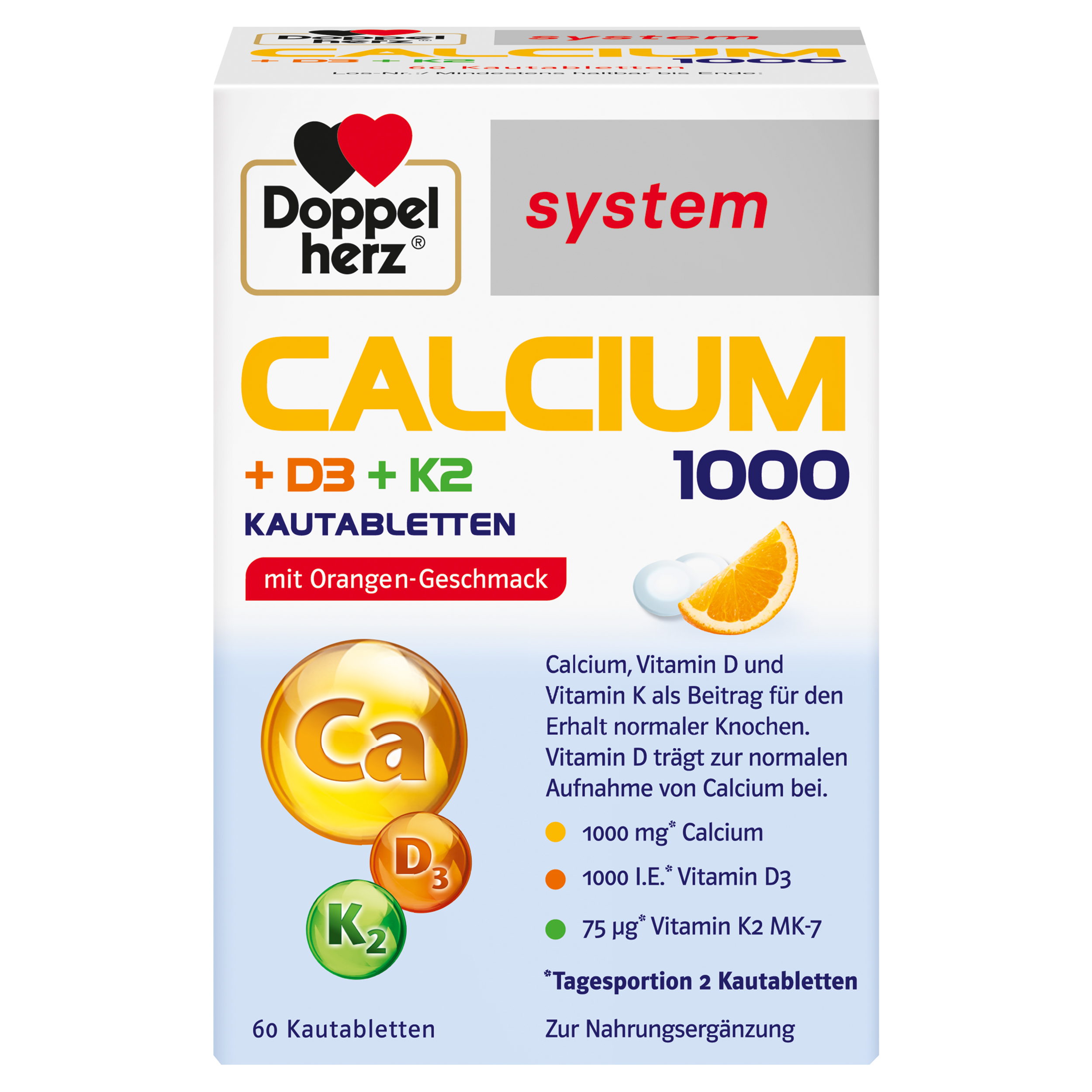 Abbildung für DOPPELHERZ Calcium 1000+D3+K2 system Kautabletten