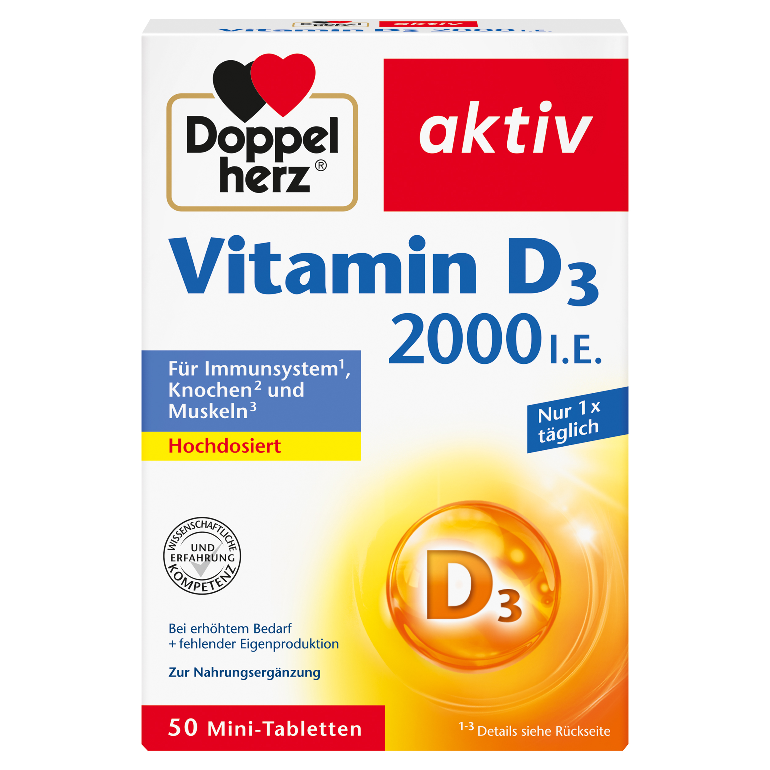 Abbildung für DOPPELHERZ Vitamin D3 2000 I.E. Tabletten