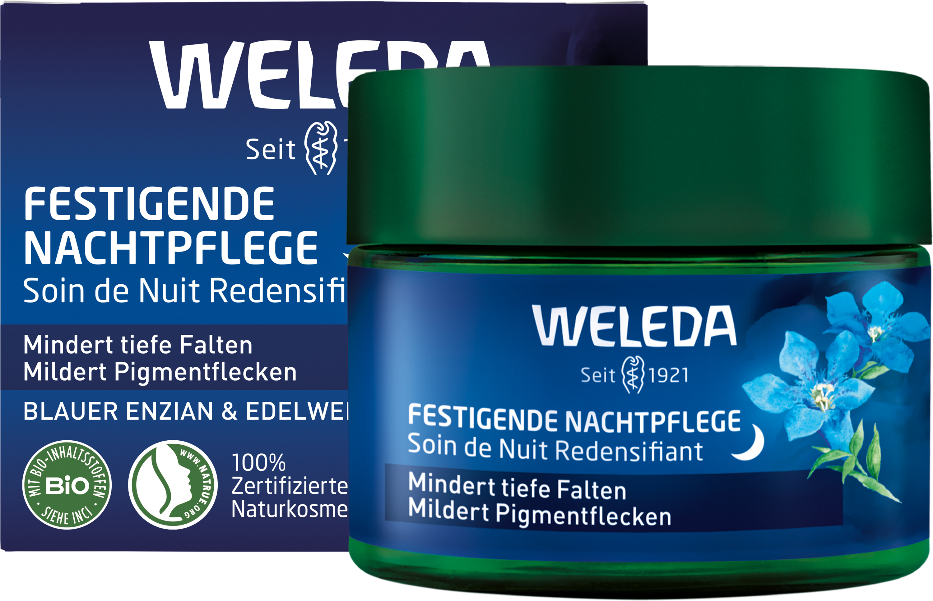 Abbildung für WELEDA festigende Nachtpflege blauer Enz.&Edelwei.