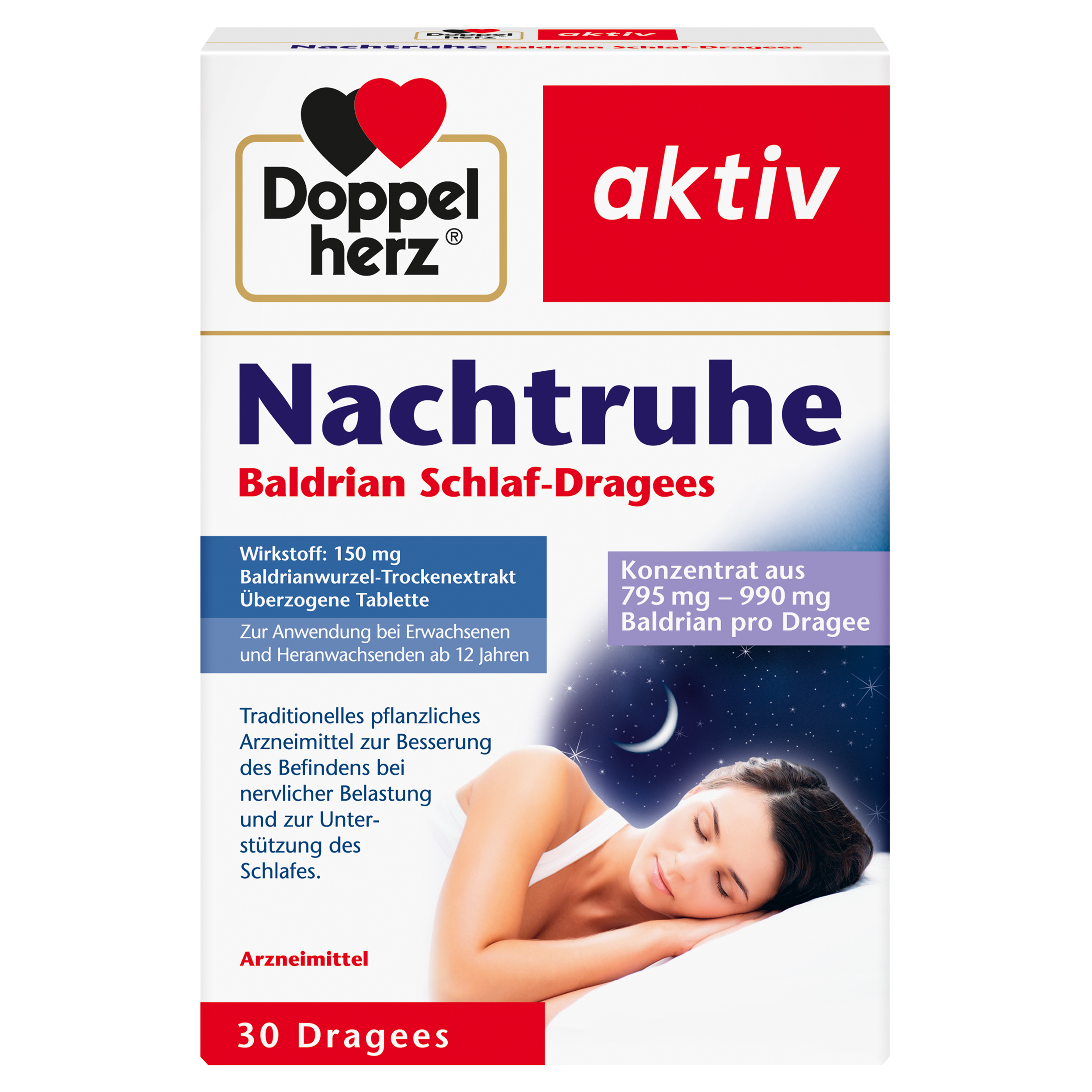 Abbildung für DOPPELHERZ Nachtruhe Baldrian Schlaf-Dragees